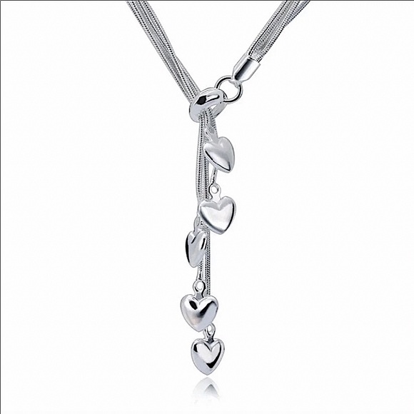 Heart Tassel Sterling Silver Charm Necklace - Picture 5 of 5